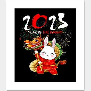 2023 Year Of the Rabbit Dabbing Bunny Chinese New Year Posters and Art